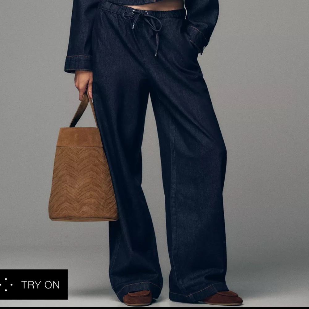 Dark Blue Wide-Leg Jeans